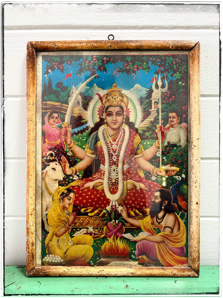 Vintage Durga pooja lithograph