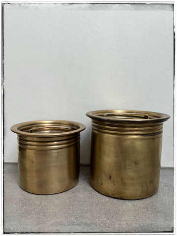Antique brass storage tin
