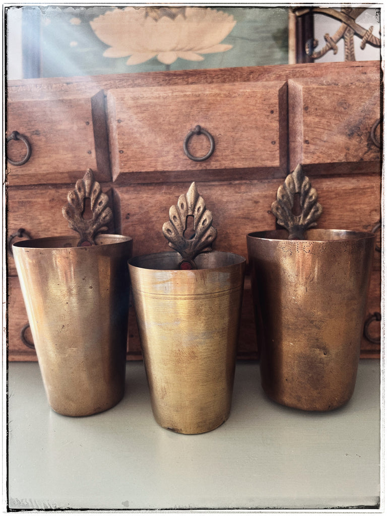 Vintage brass hanging cup