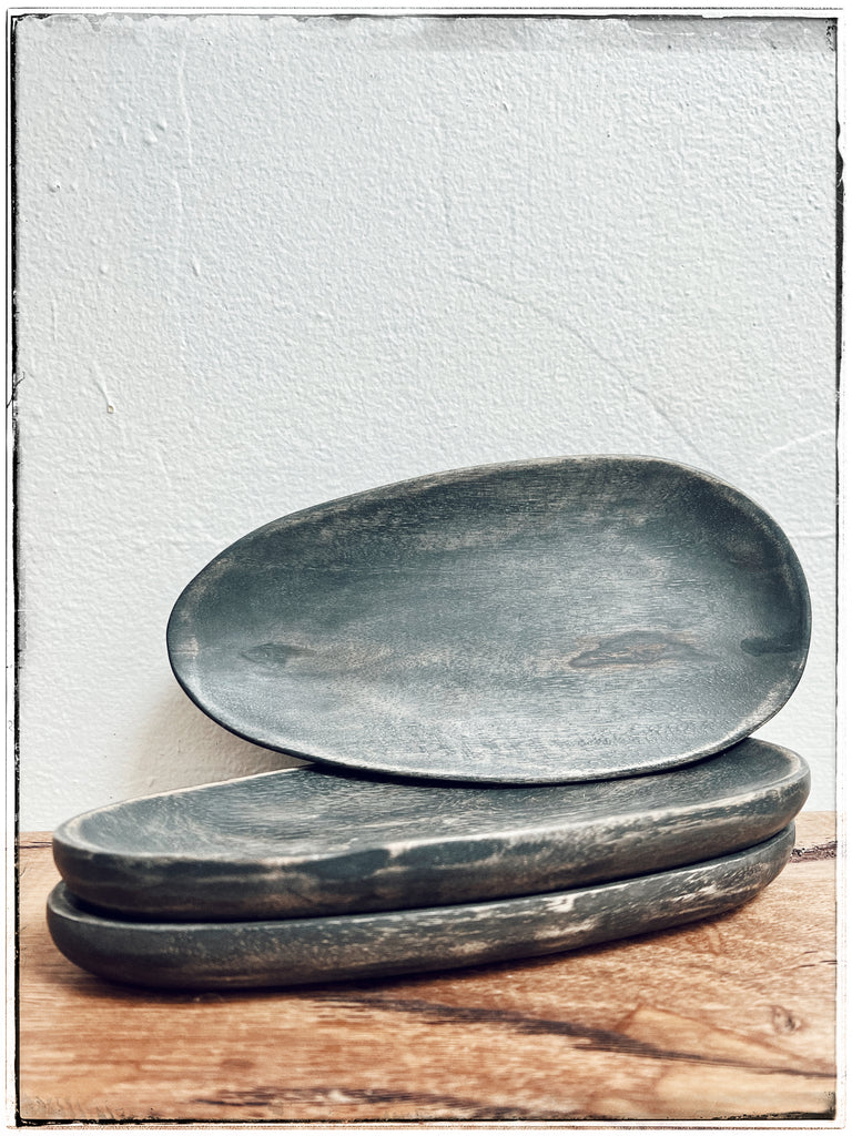 Carved wooden plate
