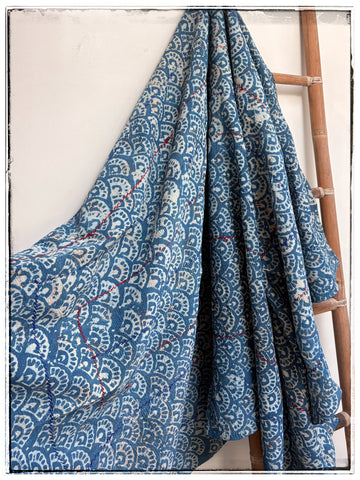 Indigo Dyed and Blockprinted Vintage Kantha