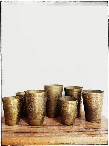 Vintage brass lassi cups