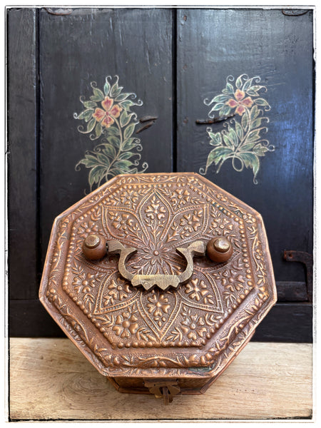 Antique embossed copper tin