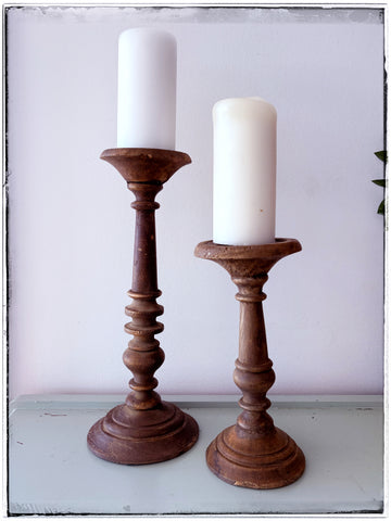 Vintage wooden candlesticks