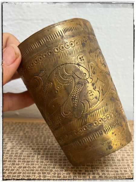 Vintage brass lassi cups