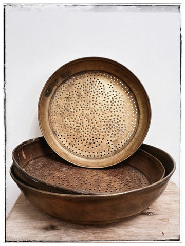 Antique grain sieves