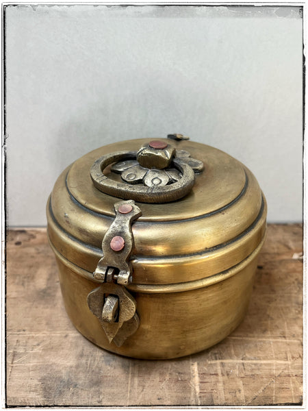 Antique brass tin