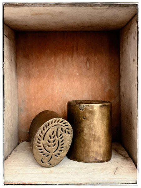 Pair of vintage brass rangoli stamps