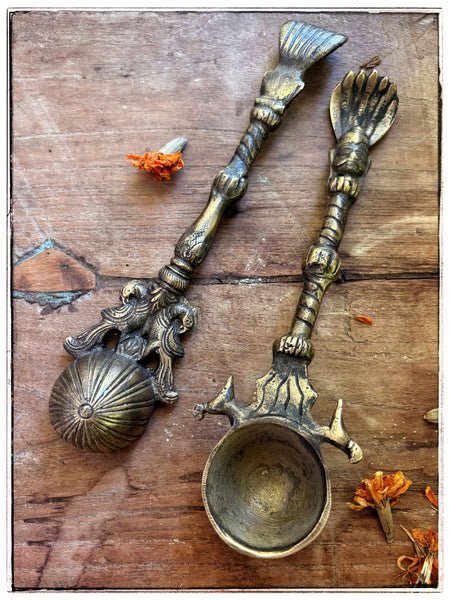 Ornate brass pali spoons