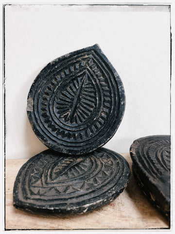 Antique carved stone plates