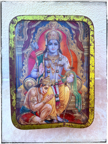 Vintage Lord Rama +Hanuman tin