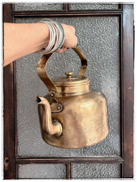 XL Vintage brass chai pot