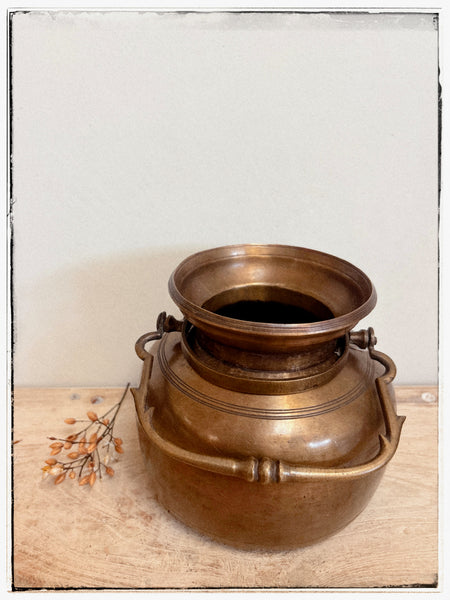 Vintage brass lota with handle