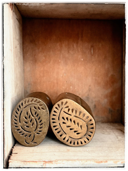 Pair of vintage brass rangoli stamps