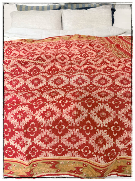 Extra Large Red Vintage Kantha