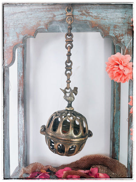 Brass incense cage burner