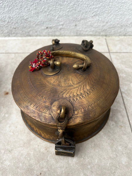 Antique chain box with lock