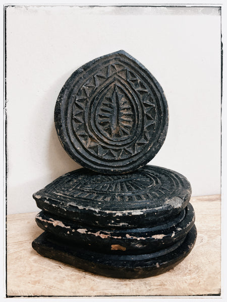 Antique carved stone plates
