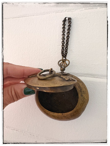 Antique brass snuff tin