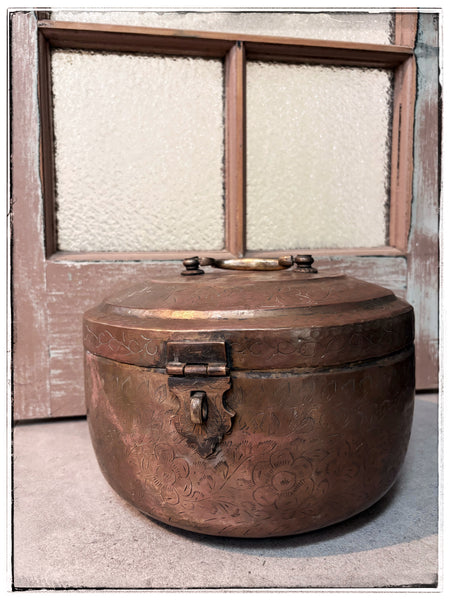 Large engraved brass box