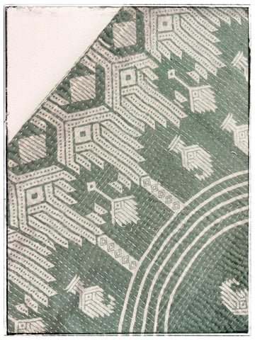 Vintage Kantha Quilt in Moss Green