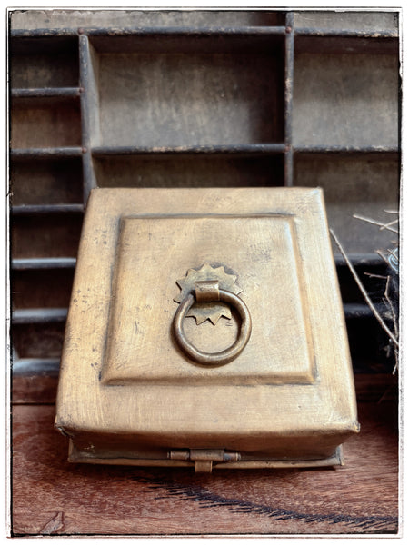 Antique brass spice box