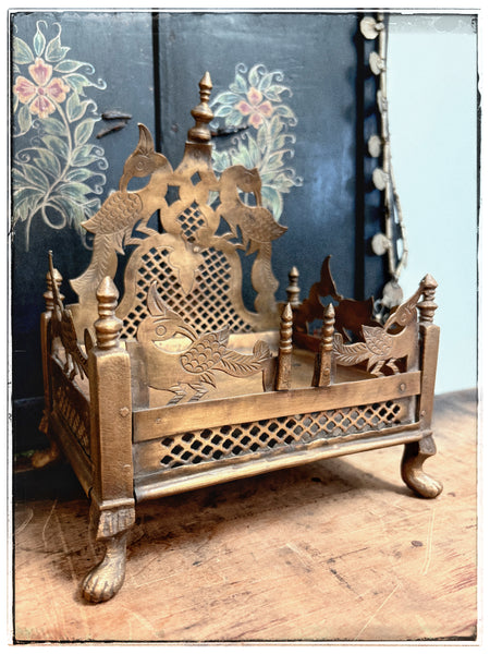 Antique peacock and jaali sinhasan