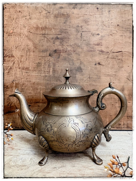 Antique brass teapot