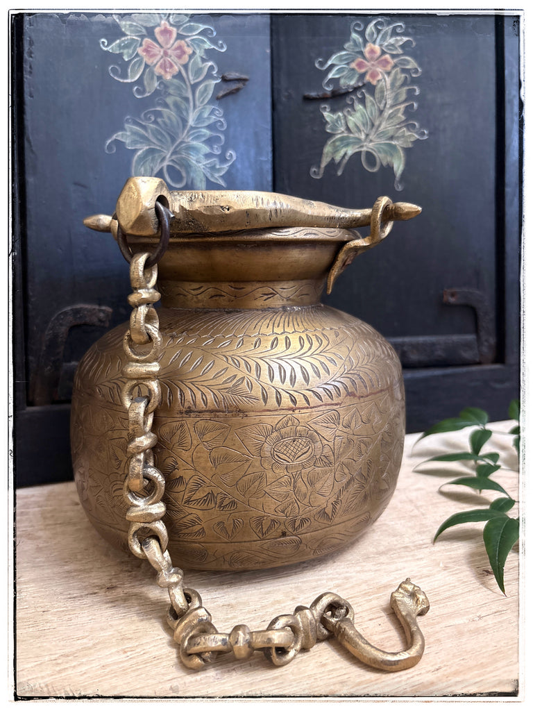 Antique engraved hanging lota