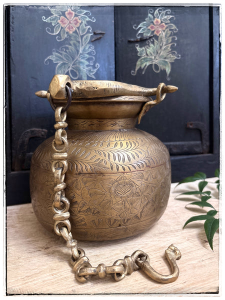Antique engraved hanging lota