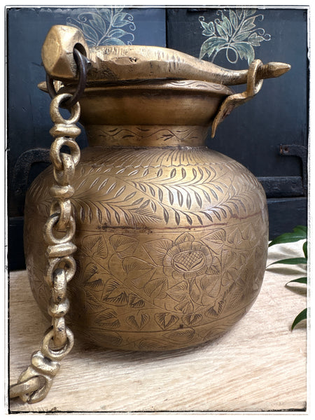 Antique engraved hanging lota