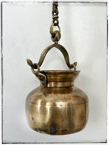 Antique hanging brass lota