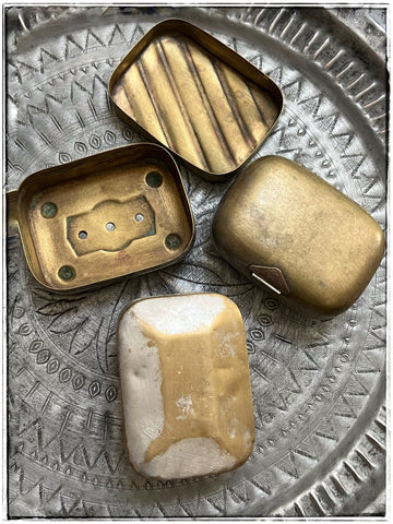 Vintage brass soap containers