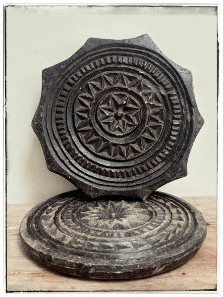 Antique carved stone plates