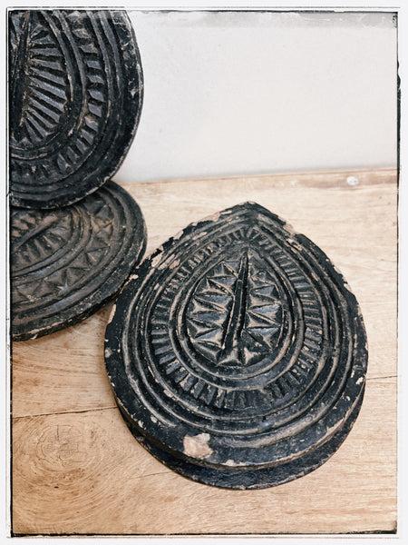 Antique carved stone plates