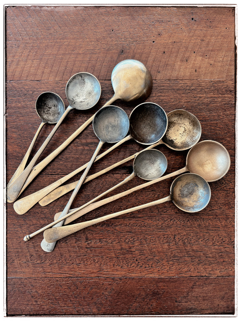 Vintage brass serving spoons