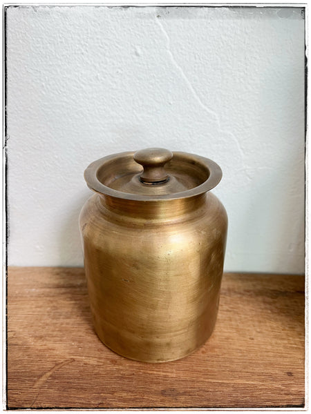 Antique brass storage pot