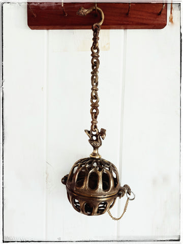 Brass incense cage burner