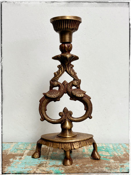 Antique peacock candlestick