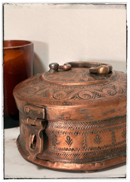 Antique copper jewellery box