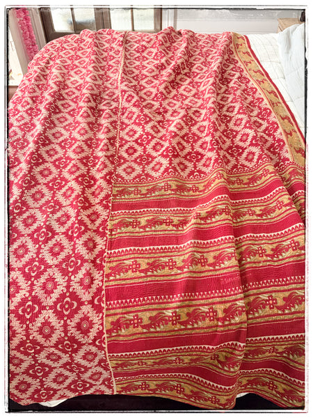 Extra Large Red Vintage Kantha