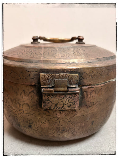 Large engraved brass box