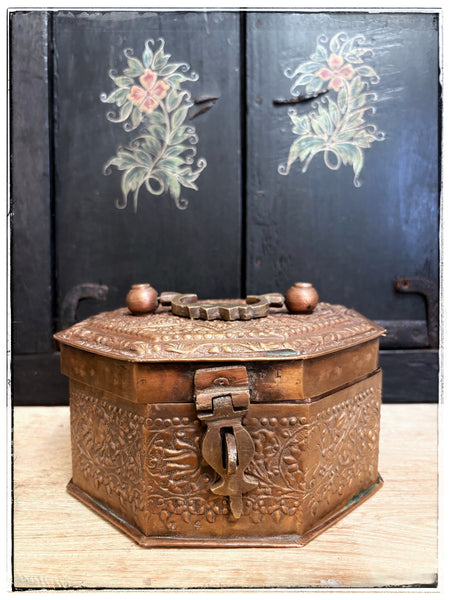 Antique embossed copper tin