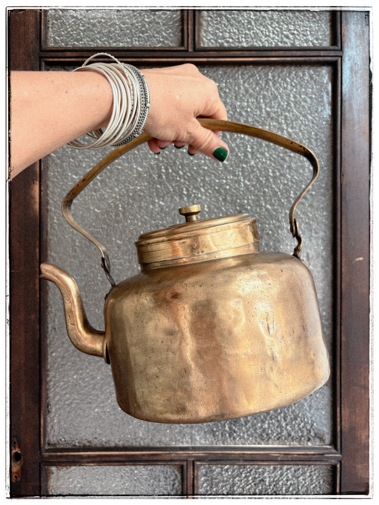 XL Vintage brass chai pot