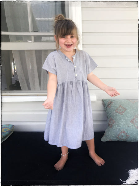 Pinstripe smock dress 6-8yrs