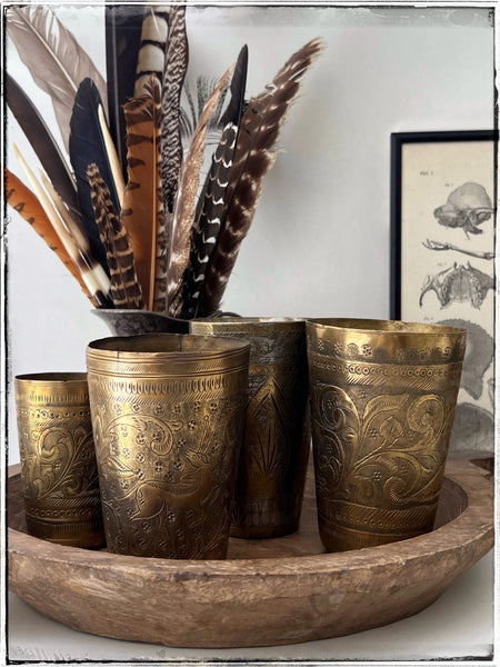 Vintage brass lassi cups