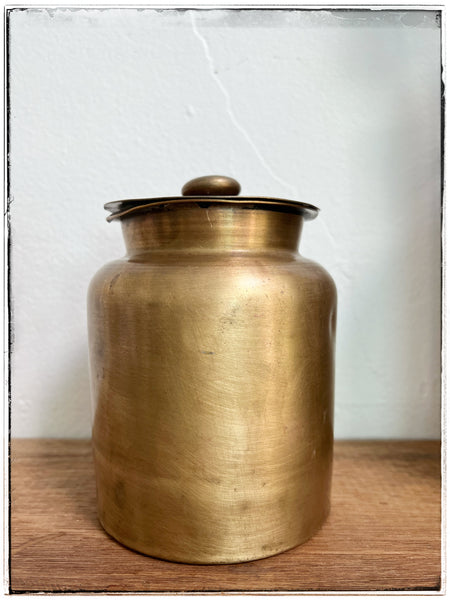 Antique brass storage pot