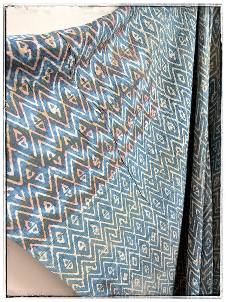Indigo Dyed and Blockprinted Vintage Kantha
