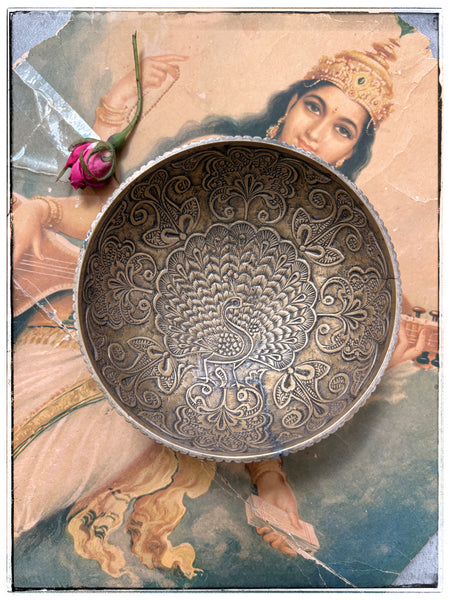 Small vintage peacock bowl