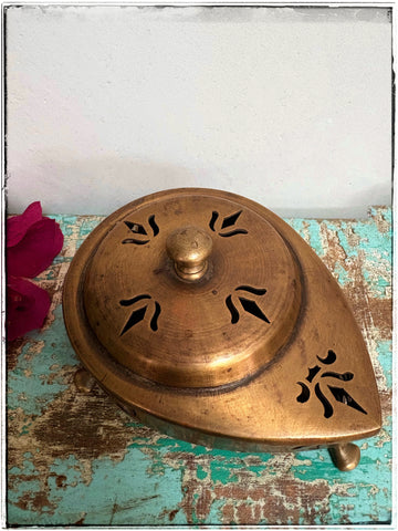 Antique brass sweets tin